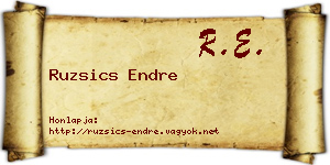Ruzsics Endre névjegykártya